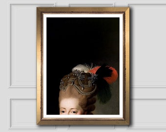 Pittura alterata, pittura vintage, dettaglio pittura di ritratto, stampa scaricabile, arte stampabile, arte alterata, stampa di pittura, arredamento rococò