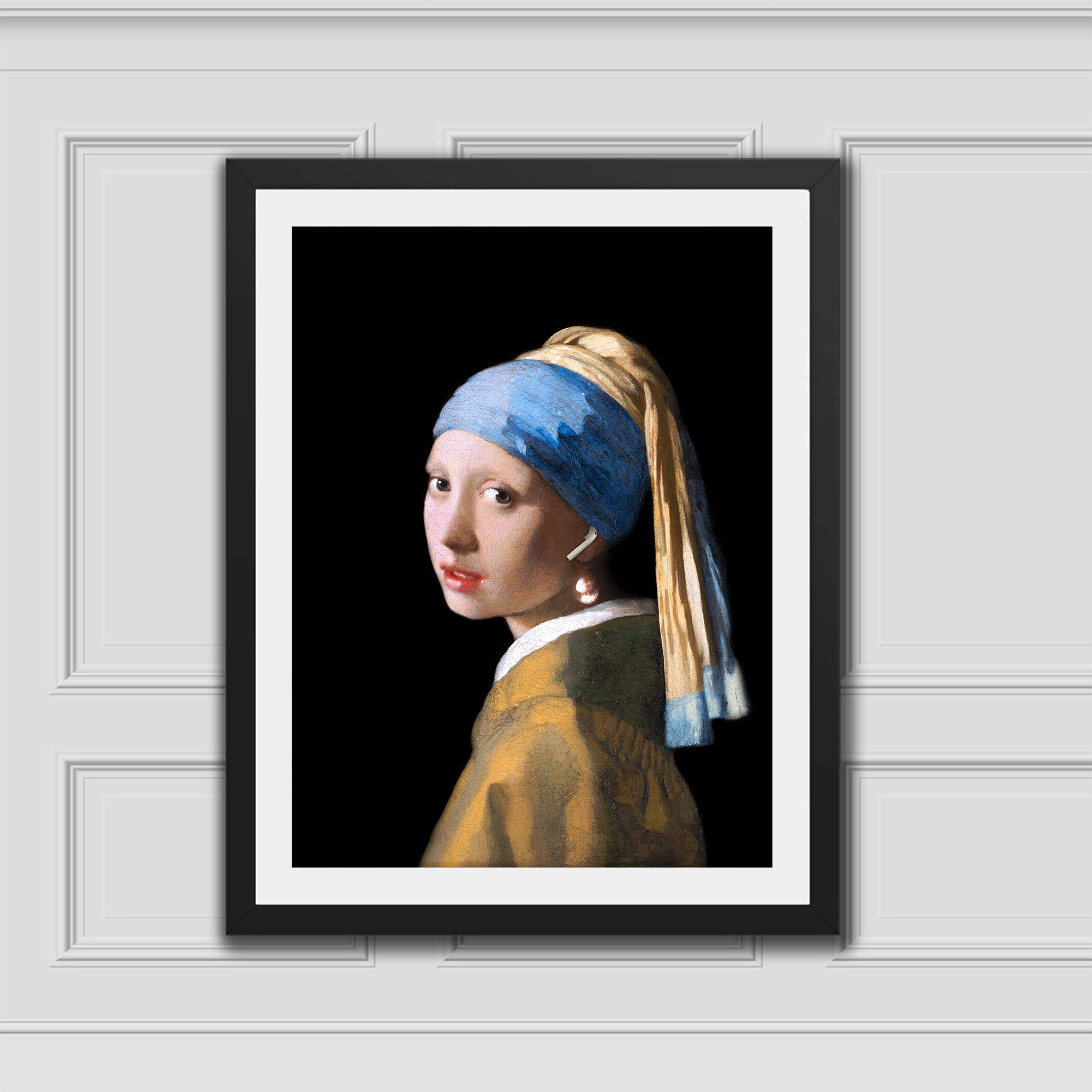 Girl With Pearl Earring & AirPod Print, Printable Wall Art