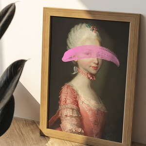 Young Lady Pink Stroke Print, Rococo Vintage, Altered Art, Renaissance ...