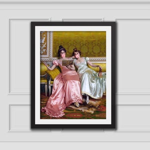 Ladies Blowing Bubblegum,Eclectic Wall Art,Altered Art Print,Funny Vintage Altered Art Portrait,Bubblegum Art,Pink Print,Rococo Oil Painting
