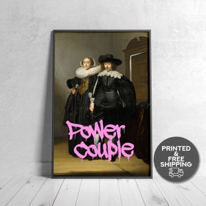 Power Paar Kunstdruck Rokoko Vintage Französischer Rokoko Ölgemälde Rokoko Print Eklektische Wandkunst Mode eklektisch Alter Kunstdruck Gerahmt