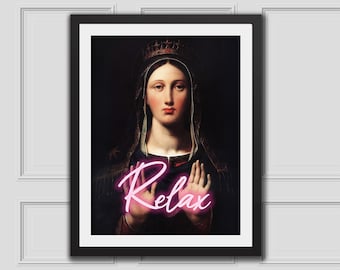 Relax Saint Lucy Quote Print,Printable Art,Vintage Painting,Vintage Print,Altered Art,Painting Portrait,Download Printable,Rococo Wall Decor