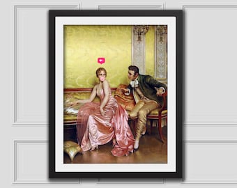 Madame Bubblegum Print, Eclectic Wall Art, Alter Art Print, Funny Vintage Altered Art Portrait,Bubblegum Art,Pink Print,Rococo Oil Painting