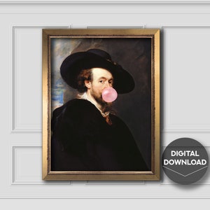 Sir Rubens Bubble Gum Print, Eclettico Wall Art, Alter Art Print, Alter Painting, Alter Vintage Art, Digital Art, Eclectic Decor, Bubblegum Art