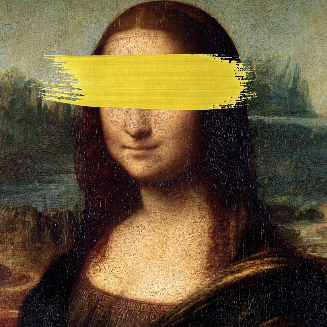 Mona Lisa Golden Brush Printaltered Vintage Paintingportrait Etsy