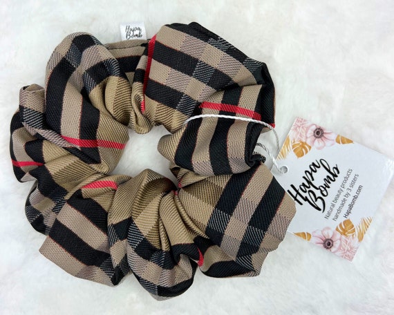 Burberry Checkered Hair Scrunchie - Black, White, Tan Burberry Girl main image 3