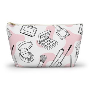 Cute Makeup Toiletry Bag, Beauty Travel Pouch with Cosmetic Print,  Zipper Makeup Organizer, Gift for Her, 2 Sizes Available