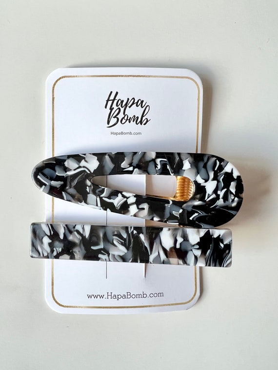 Resin Hair Barrette Set – Modern Tortoise Shell Hair Clips  display picture 2