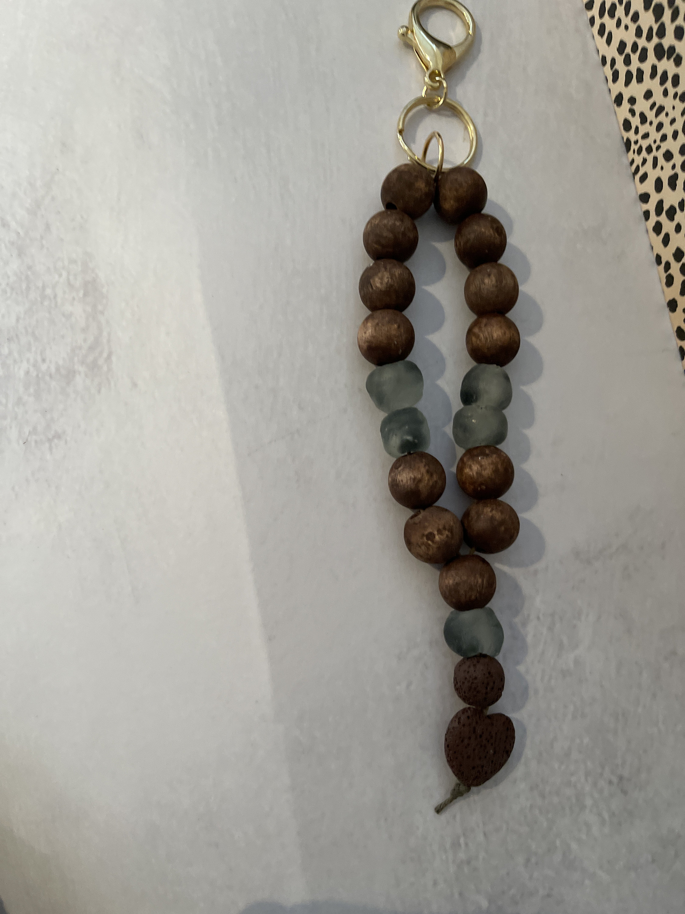 Wood Garland Keychain With Recycled Glass Beads Etsy UK