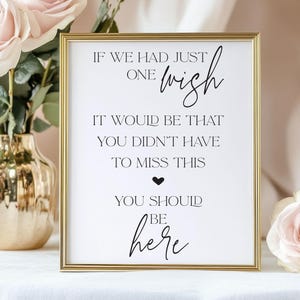 Digital File If We Had One Wish - Digital File for Memorial Event Sign -  Cut File, Wedding Memorial Printable File,  Memorial Table