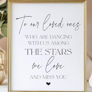 Digital File Memorial Event Sign - Digital File for Dancing with Among the Stars -  Cut File, Wedding Memorial Table Printable File