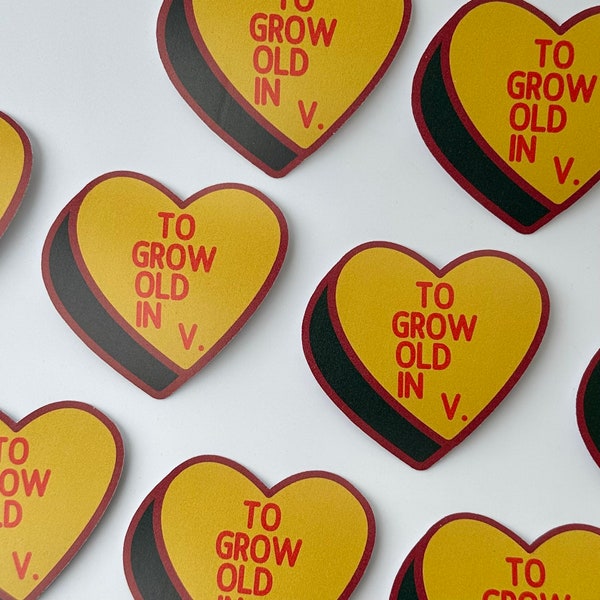 Vision To Grow Old In Marvel Candy Heart Sticker: WandaVision, Scarlet Witch, Avengers, The Vision Sticker, Vinyl Stickers, Marvel Stickers
