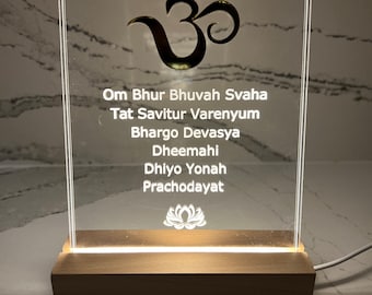 3D Religious Plaques | Gayatri Mantra Plaque | Light Up Plaque | Diwali Gift | Hindu Religious Plaque | Om Plaque | Religious Om Sign