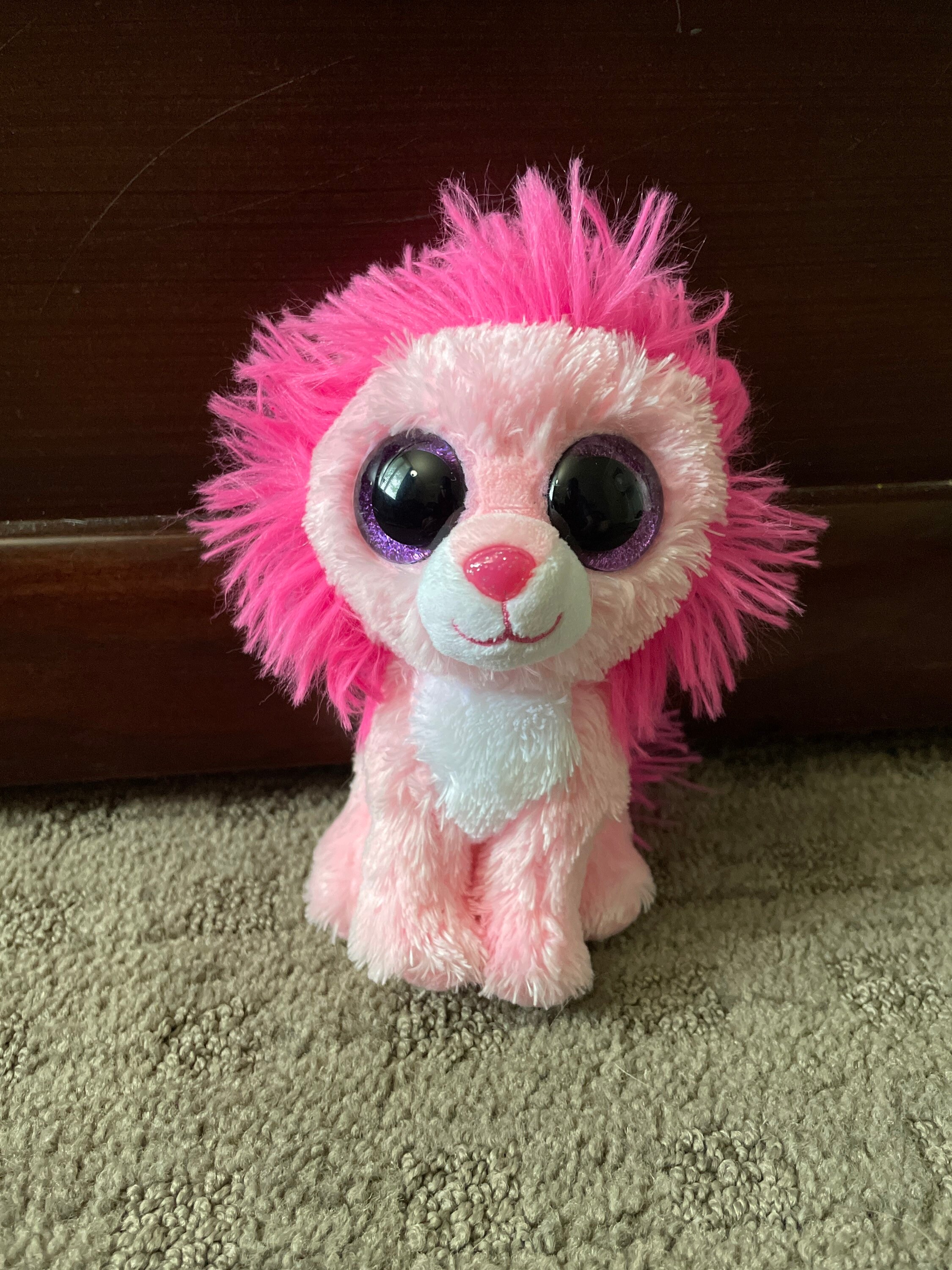 Ty 6 inch Beanie Boo Fluffy the Pink Lion Etsy