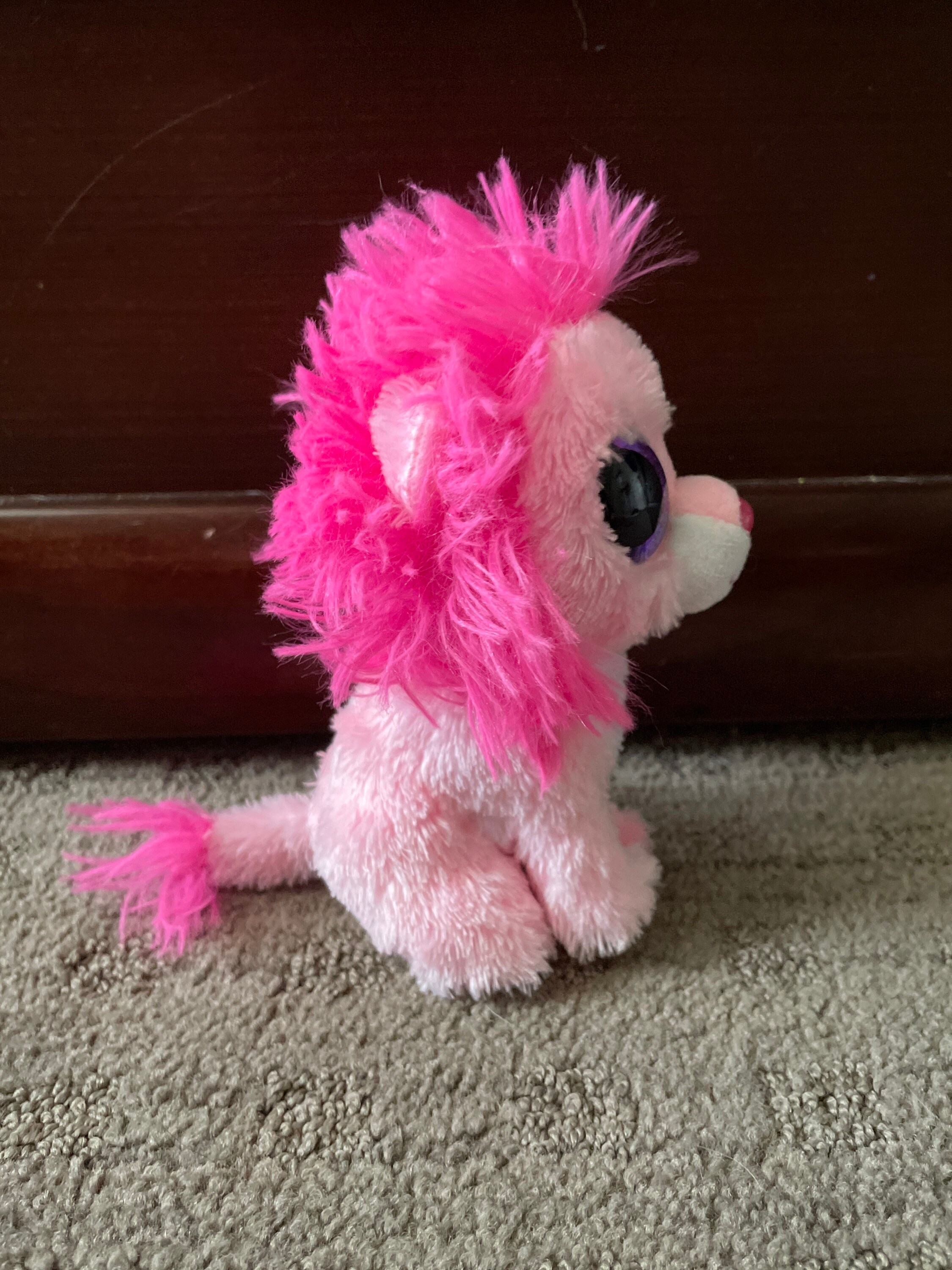 Ty 6 inch Beanie Boo Fluffy the Pink Lion Etsy