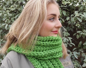 Kit de bufanda de crochet para principiantes: hilo vegano súper grueso, aguja de bambú