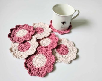 Kit de crochet para posavasos de flores: posavasos de algodón DIY, aguja de crochet y patrón