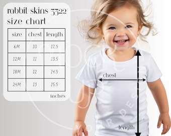 Rabbit Skins 3322 Size Chart Mockup: Kids T-Shirt Sizing (Digital Download)