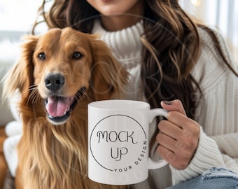 Maquette de tasse pour chien : Golden Retriever, amoureux des animaux de compagnie (téléchargement numérique)