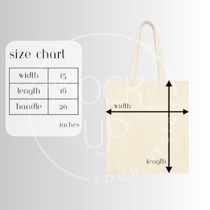 Canvas Tote Bag Size Chart Mockup (Digital Download)