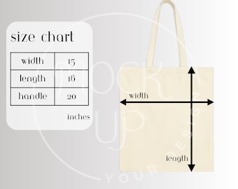 Canvas Tote Bag Size Chart Mockup (Digital Download)