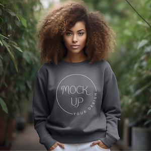Gildan 18000 Graphite Heather Sweatshirt Mockup (Digital Download)