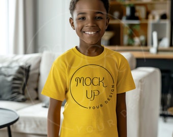 Black Boy Gildan 64000b T-shirt Mockup: Daisy Design (Digital Download)