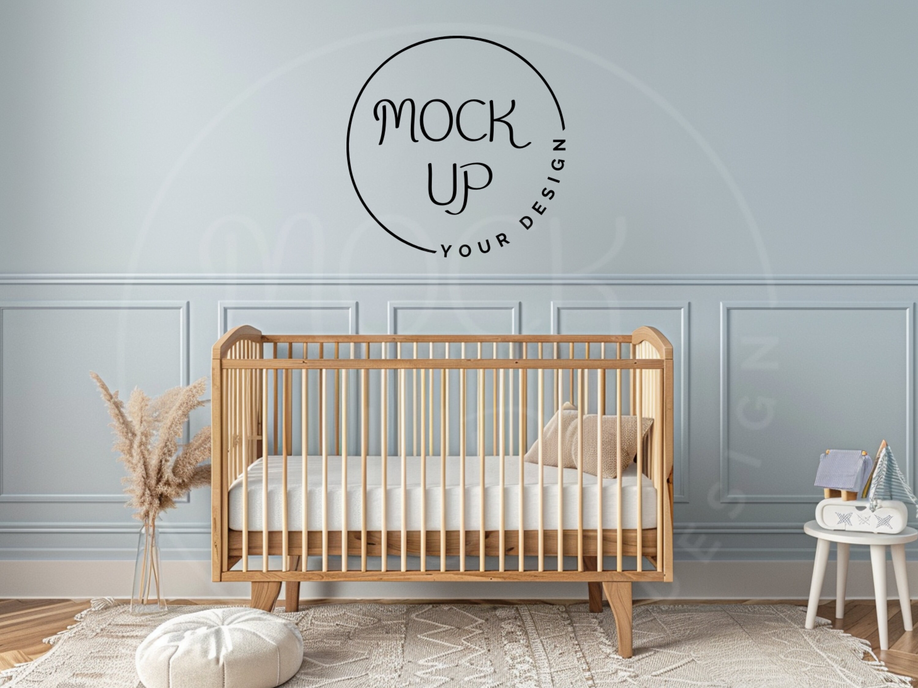 Nursery Mockup: Minimalist Baby Room, Blank Wall (Digital Download)