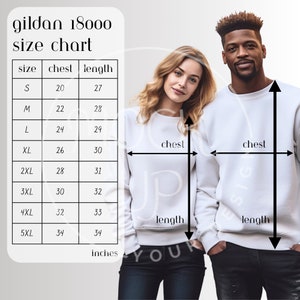 Couple Gildan 18000 Size Chart Couple Sweatshirt Mockup Gildan 18000 Sizing Sweatshirt Size Chart 18000 Sizing Sweatshirt 18000 Size Guide