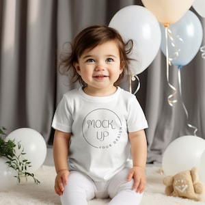 Compleanno Baby Bella Canvas 3001B Mockup Baby White Bella Canvas 3001T Mockup Mockup camicia bianca per neonati Mockup per bambini