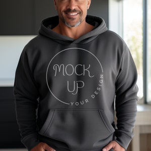 Gildan 18500 Charcoal Sweatshirt Mockup: Middle Aged Man (Digital Download)