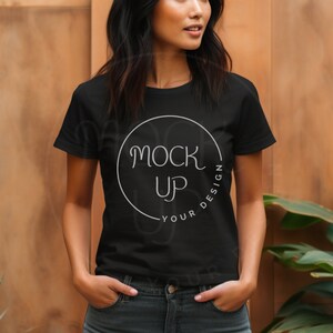 Asian Woman Black Gildan 5000L Mockup Black Gildan 5000L Mockup Gildan 5000L Black Diversity Mockup