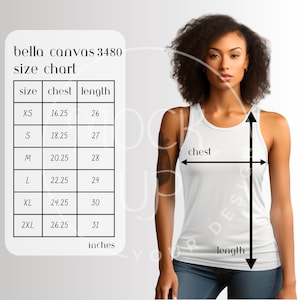 Bella Canvas 3480 Size Chart Mockup (Digital Download)