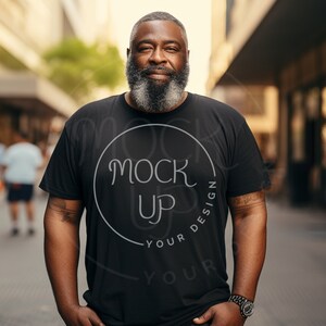 Plus Size Black Man Bella Canvas 3001 Mockup (Digital Download)