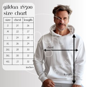 Gildan 18500 Hoodie Size Chart Mockup (Digital Download)