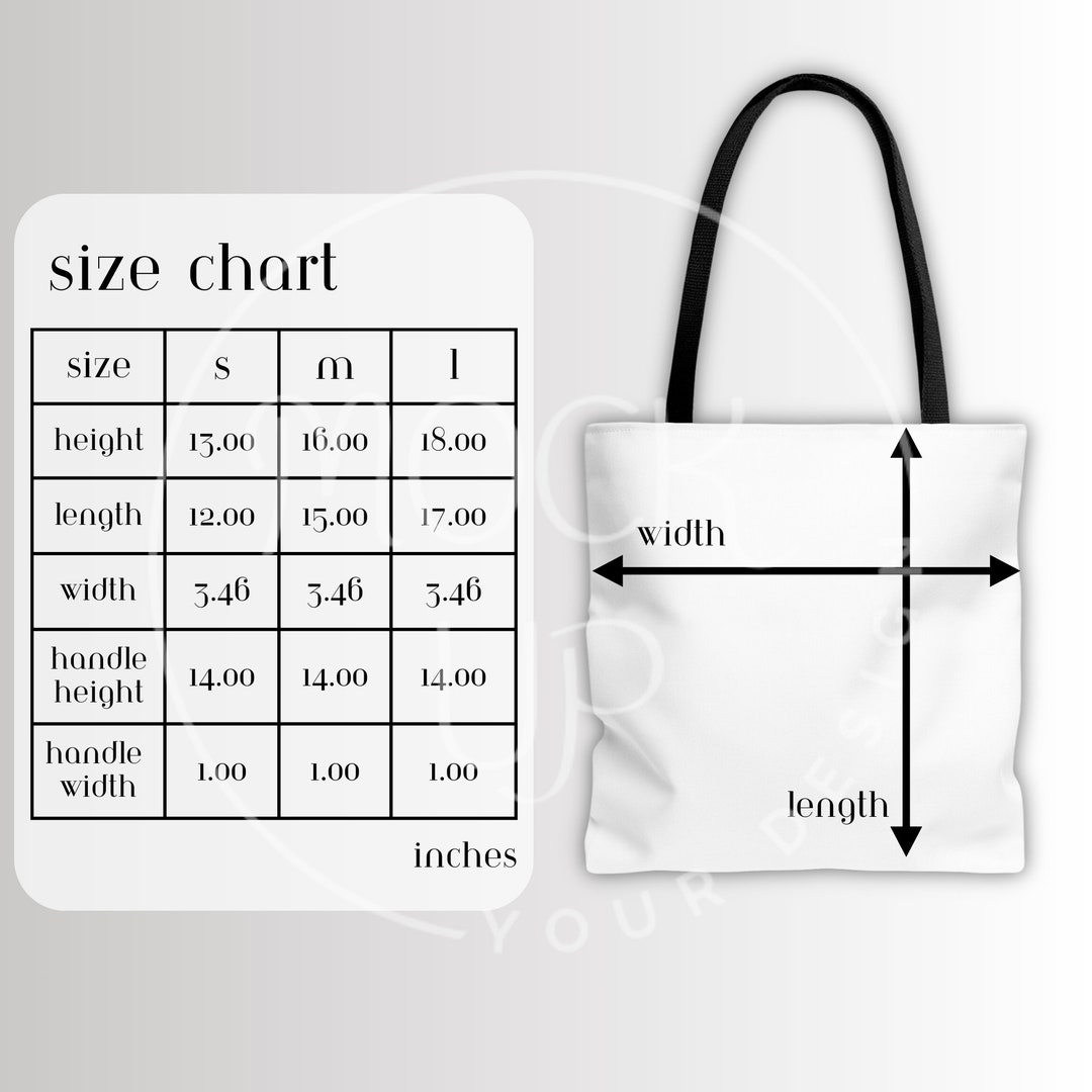 AOP Tote Bag Size Chart Liberty Bags AOP Tote Mockup Size Guide ...