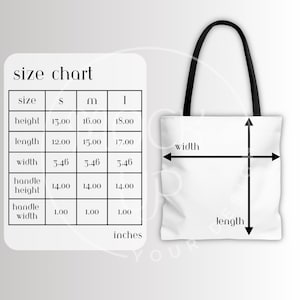 AOP Tote Bag Size Chart: Mockup Size Guide (Digital Download)