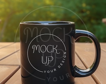 Schwarze Kaffeetasse Mockup: Outdoor Keramiktasse (Digitaler Download)