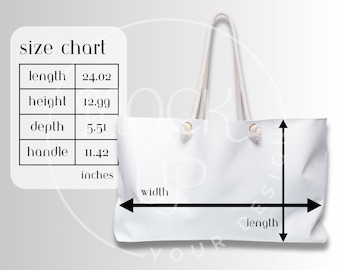 Weekender Bag Size Chart Mockup: Printify Sizing Guide (Digital Download)