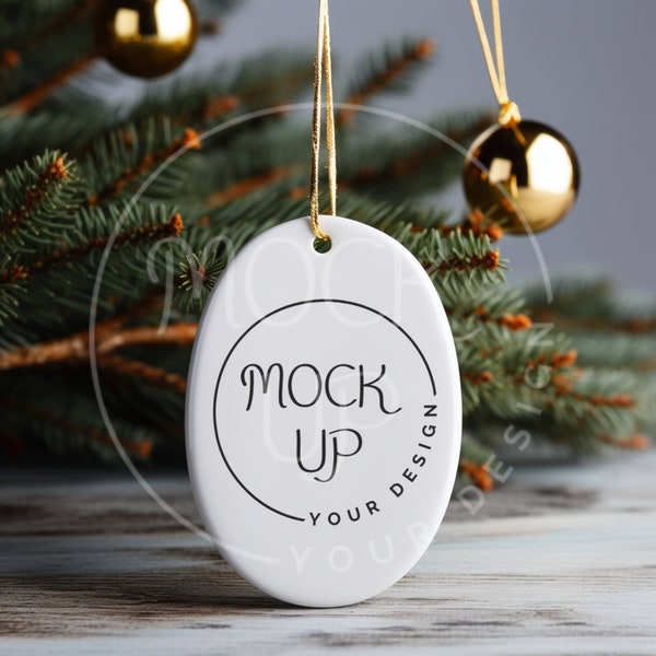 Oval Ornament Mockup Oval White Ceramic Christmas Mockup Oval Ornament Christmas Mockup Christmas Oval Ornament Mockup