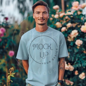 Bella Canvas 3001 Mockup: Man Baby Blue Tee (Digital Download)