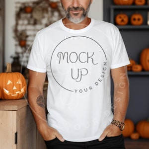 Bella Canvas 3001 Mockup: Middle Aged Man, Halloween (Digital Download)