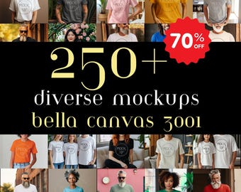 Bella Canvas 3001 Mockup Bundle: Diverse T-Shirt Designs (Digital Download)