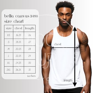 Bella Canvas 3480 Size Chart Mockup: Black Man Tank Top (Digital Download)