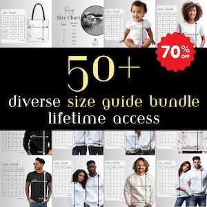 Mockup Size Chart Bundle Size Chart Collection Sizing Table Bundle Size Guide Bundle Tshirt Sizing Chart Bella Canvas 3001 Size Chart