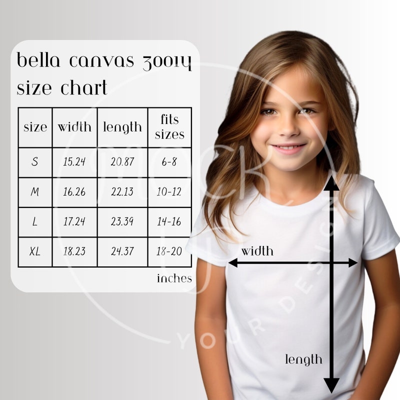 Youth Tshirt Size Chart Etsy