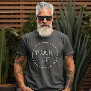 Asphalt Bella Canvas 3001 Mockup: Middle Aged Man T-Shirt (Digital Download)
