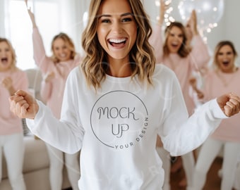 White Gildan 18000 Mockup: Bridal Shower Bachelorette (Digital Download)