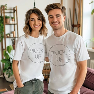 Couple White Bella Canvas 3001 Mockup (Digital Download)