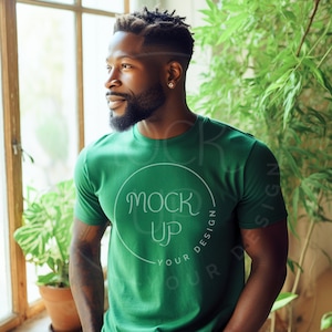 Kelly Bella Canvas 3001 Mockup: Black Man T-Shirt (Digital Download)